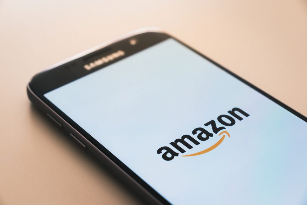 Amazon logo on phone screen